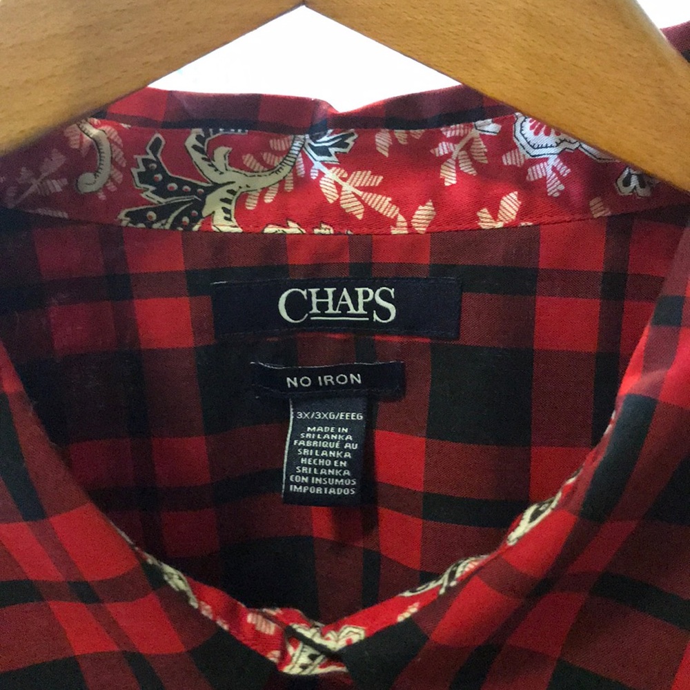 Chaps  3X 100%cotton No Iron button red and blck